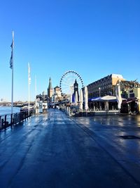 City against clear blue sky