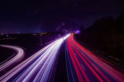 Light trails on highway at night