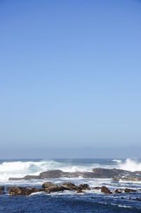 Scenic view of sea against clear sky
