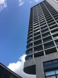 Low angle view of modern building against sky