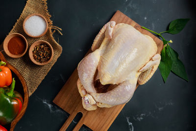 High angle view of food on table