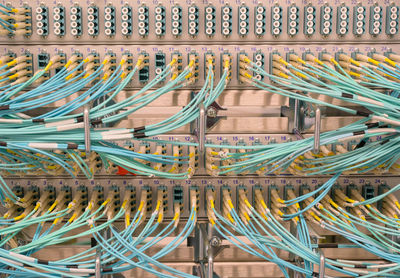 Network switch with fiber optic network cables in a data center