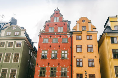 Colorful medieval houses at stortorget in gamla stan old town