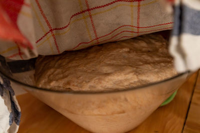 High angle view of bread on table