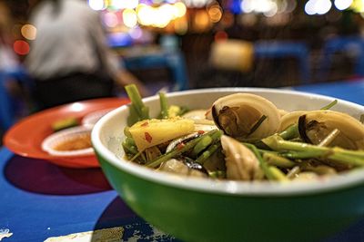 Close-up of food in bowl on table