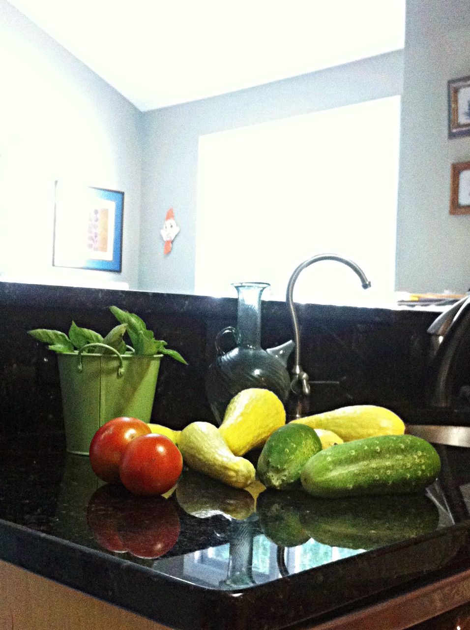 FRUITS AND VEGETABLES IN WINDOW