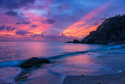 Scenic view of sea against sky during sunset