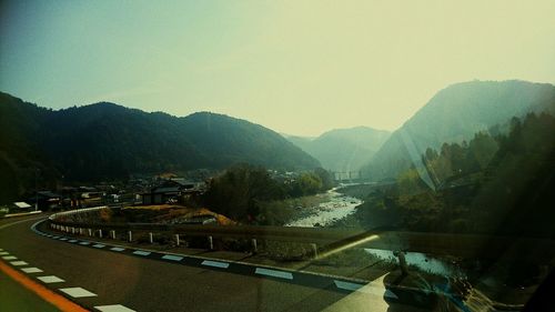 Scenic view of mountains against clear sky