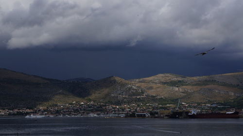 Cloudy sky over mountain range