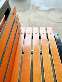 High angle view of piano keys on table