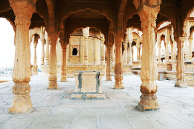 Ornate columns in jaisalmer fort at rajasthan