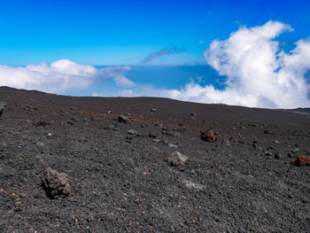 Scenic view of landscape against blue sky