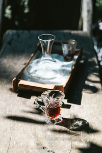 Close-up of tea cup on table