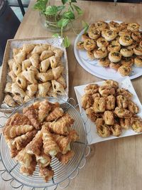 High angle view of food on table