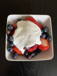 Close-up of strawberries in plate