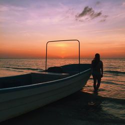 Scenic view of sea at sunset