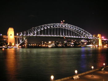 Bridge over river at night