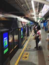 Blurred motion of subway train