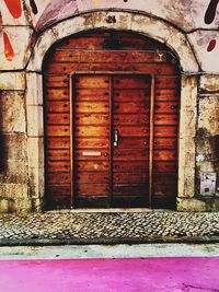 Closed door of building