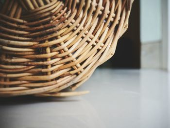 Close-up of wicker basket on table
