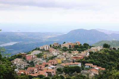 High angle view of townscape against sky