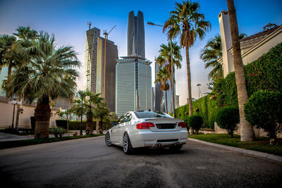 Road passing through city