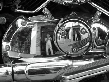 Rear view of people standing in car