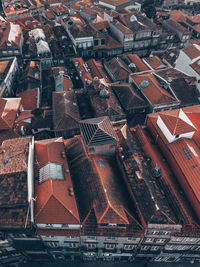 High angle view of buildings in city