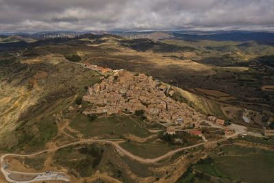 Small town in navarra, ujue seen from the air