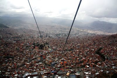 High angle view of cityscape against sky