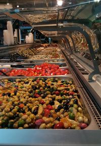 Various vegetables on display at market