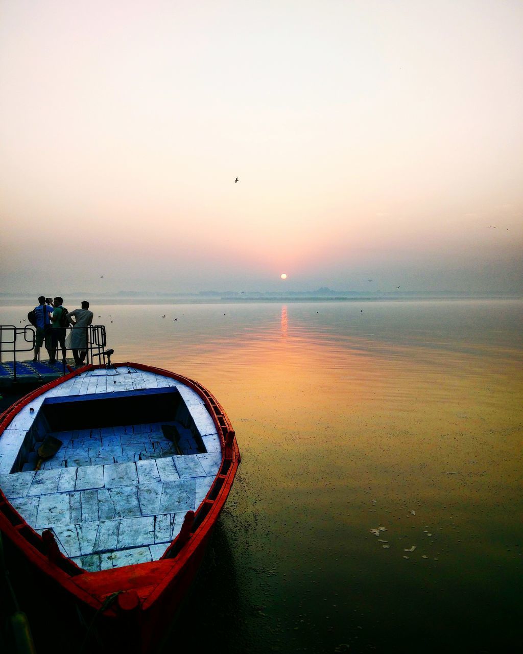 sunset, sea, nature, water, sky, real people, scenics, beauty in nature, reflection, outdoors, horizon over water, lifestyles, tranquility, clear sky, beach, men, bird, day, one person, people