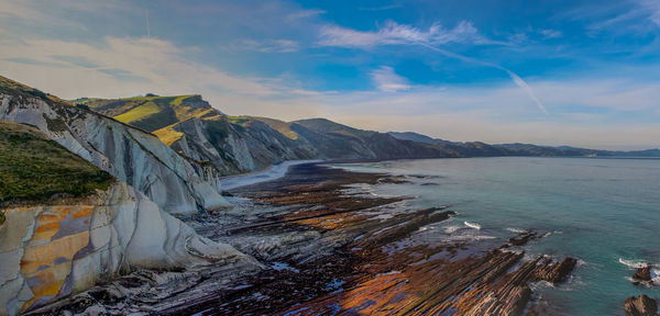 Scenic view of sea against cloudy sky