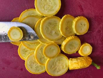 High angle view of fruits on table