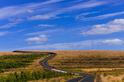 Scenic view of agricultural landscape against sky