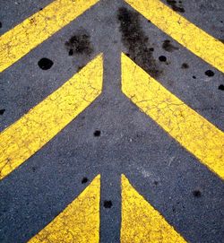 Full frame shot of road with yellow markings