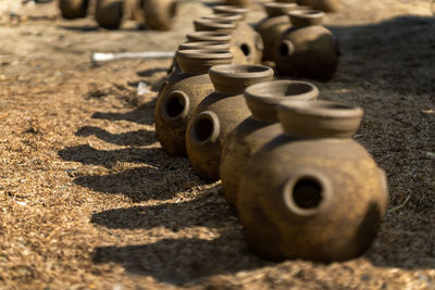 Close-up of shells on sand