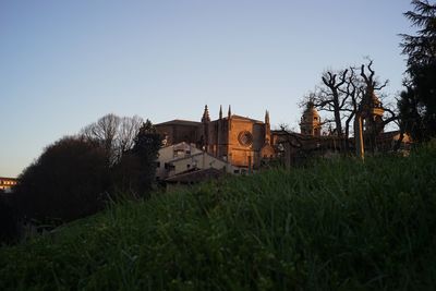 Built structures against clear sky
