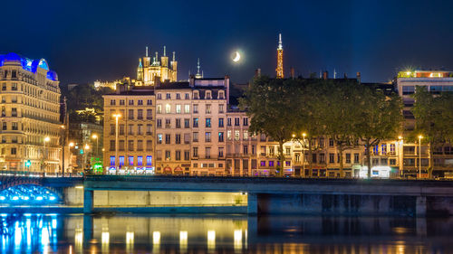 Illuminated city at night