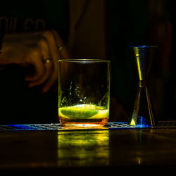 Close-up of drink in glass on table