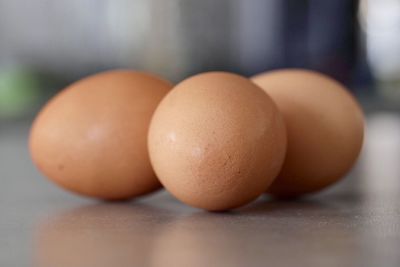 Close-up of eggs on table