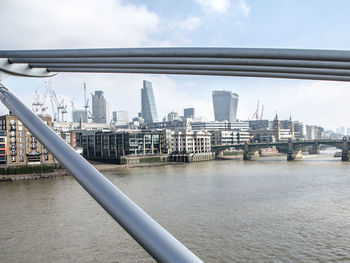City skyline with river in background
