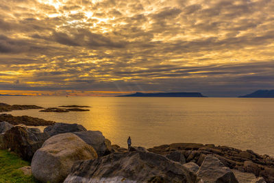 Scenic view of sea against dramatic sky