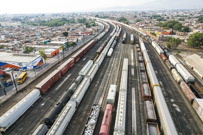 High angle view of railroad track