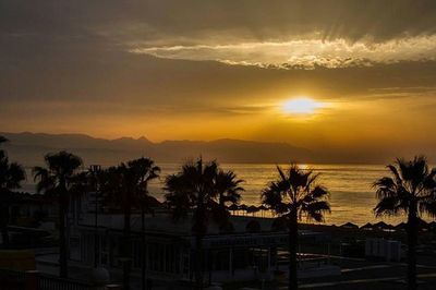 Scenic view of mountains at sunset
