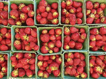 Full frame shot of strawberries in market