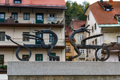 Low angle view of bicycle outside building