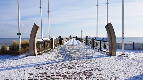 Scenic view of sea against sky during winter