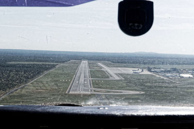 Road seen through airplane window