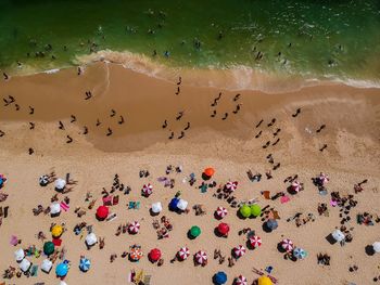 High angle view of people at beach